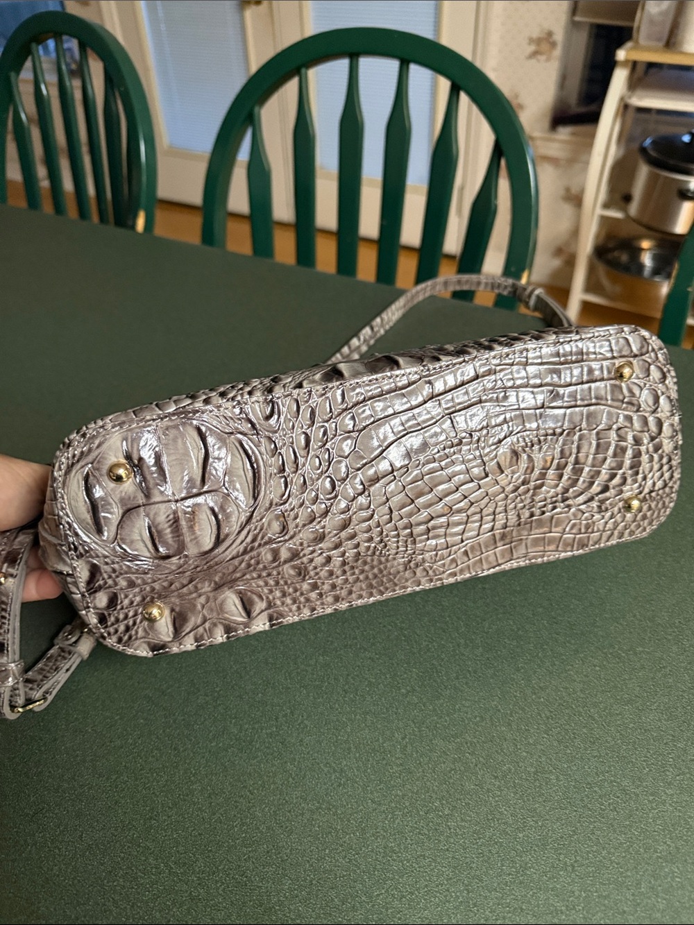 Brahmin Asher Shoulder Bag in Taupe with Cream Bow Charm - Picture 6 of 16